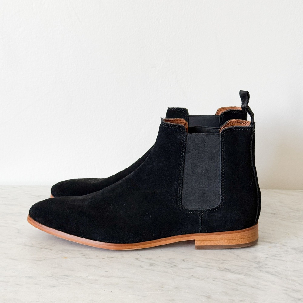 BP Water Resistant Black Suede Chelsea Boots Mens‎ 7.5 Pointed Toe Pull On 92741